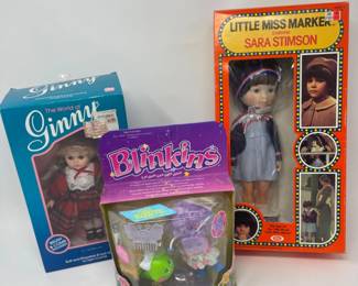 3 Vintage 1980s Dolls - Ginny, Blinkins, & Little Miss Marker