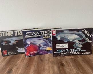 (3) Vintage Star Trek USS Enterprise Model Sets - 3Pc Set, IV, & Khan