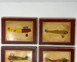 Vintage Wall Art of Antique 1913-1918 Planes - Set of Four