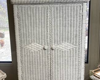 White wicker wardrobe