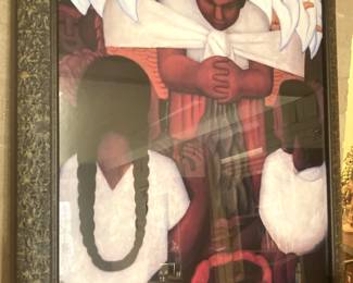 Diego Rivera framed poster (Dec. 8, 1886 – Nov. 24, 1957) - a prominent Mexican painter. His large frescoes helped establish the mural movement in Mexican and international art.