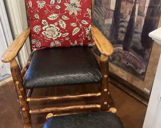 Rustic rocker and ottoman