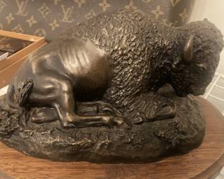 Bronze buffalo by Jack Bryant, Jr.