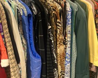 Variety of sizes of women's clothing.