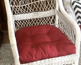White wicker rocking chair
