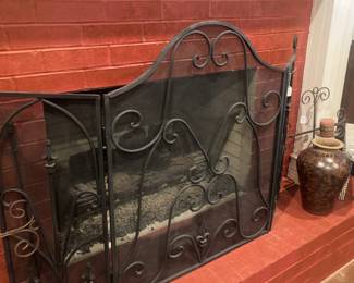 Black fireplace screen