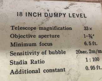 Telescope - 18 inch dumpy level