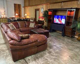 Brown Leather Sectional 