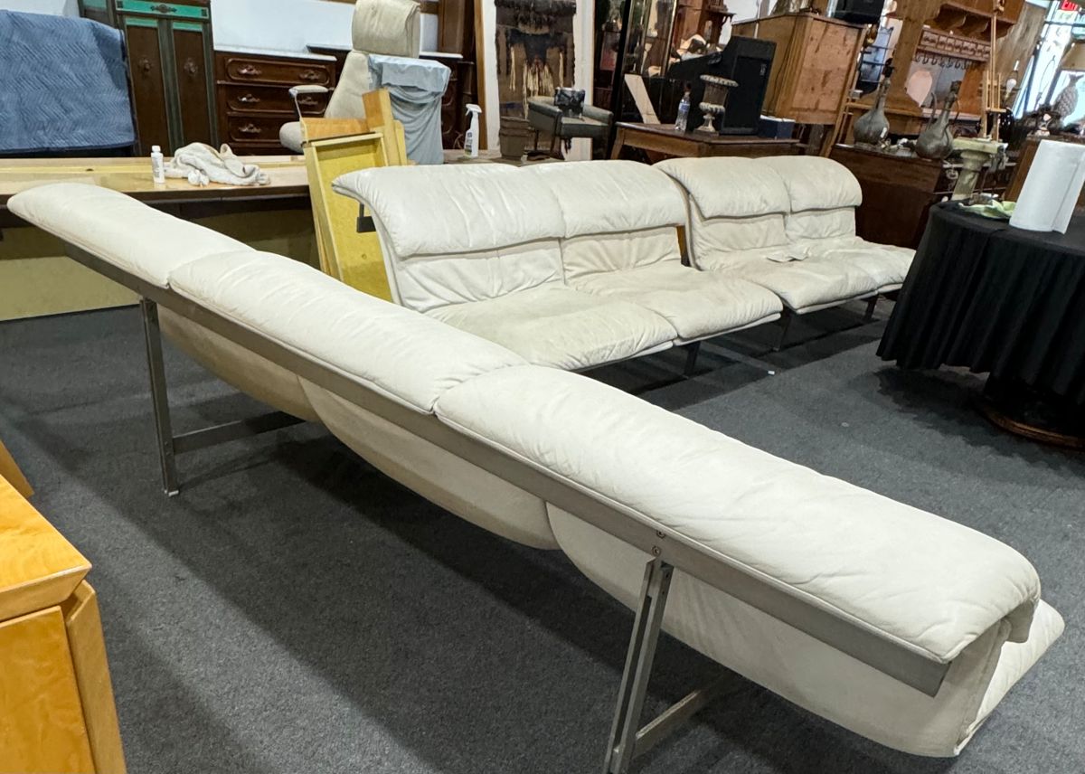 Saporiti Italia Leather Suspender Couch & 2 Loveseats