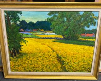 Signed Oil Painting Landscape Groombridge Wheat Field