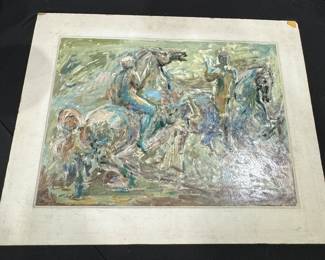 Bundick Signed Horse Racing Impressionist Art