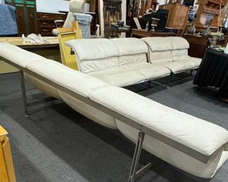 Saporiti Italia Leather Suspender Couch & 2 Loveseats