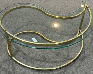 Kidney Shaped MCM Brass Coffee Table