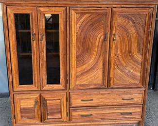 Woven Wood  Entertainment Cabinet With Drawers