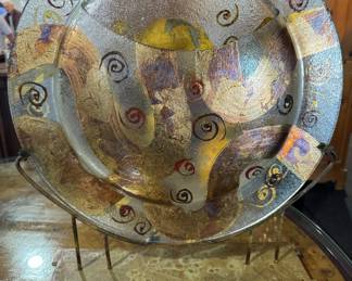 Evans Signee Art Glass With Stand