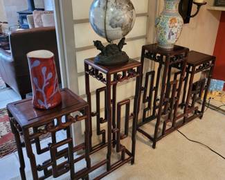 Two rosewood display stands