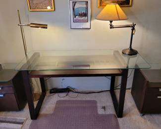 Ballard contemporary desk, with 2 matching side cabinets