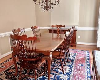 Virginia House Scallop Edge Dining Table & Comb Back Dining Chairs
