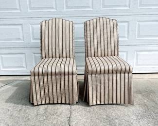 Bassett Furniture Parsons Chairs in ticking stripe fabric