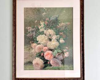 BLUSH PINK MATTED FRAMED FLORAL PRINT 31" X 37"
