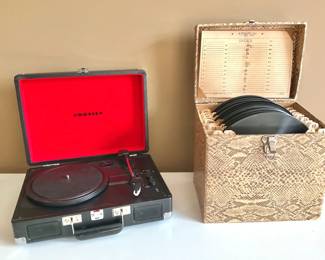 Record Player and Boxed Records