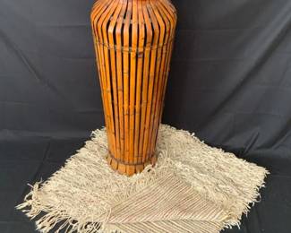 Oversized Bamboo Storage Pot with Rug