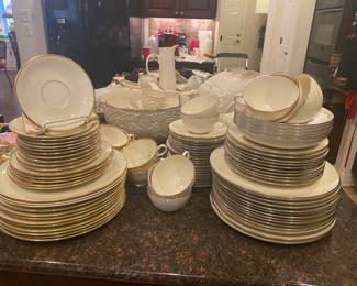 LARGE Lenox "Eternal" collection, every accessory possible - silver and gold edge sets.