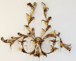 Antique Italian Wide Gilt Florentine Wall Candle Sconce
