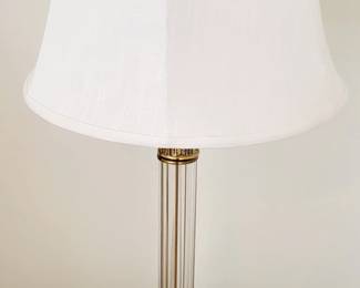 2 Beautiful Brass and Crystal Corinthian Column Table Lamps