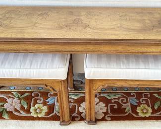 Vintage Drexel Heritage Sketchbook Console Table with 2 Stools