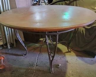 440 - Wood Table w/ Metal Decorative Legs
