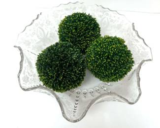 Vintage Etched Glass 10 Serving Bowl