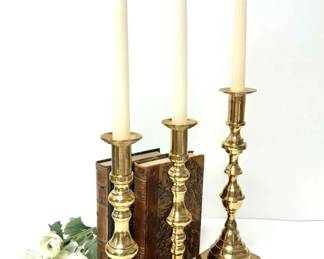Vintage Brass Candlestick Trio