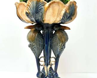 Majoloca Style Decorative Pedestal Bird Dish
