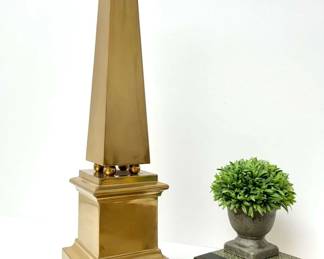 Vintage Brass Obelisk on Wood