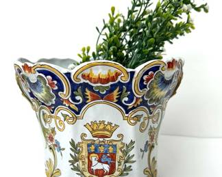 Antique Jardiniere De Rouen Planter Vase