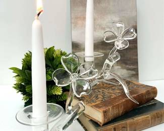Hans Frabel Glass Magnolia Candlesticks