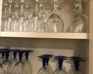 cobalt blue stem goblets, crystal. 5. 00 each stem