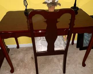 Office Desk and Chair; Desk Lamp