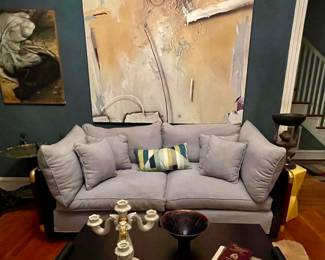 Paolo Barracchia Italian rosewood and brass sofa.