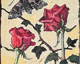Anna Karina Nenonen 
Moth and Roses 
oil on canvas