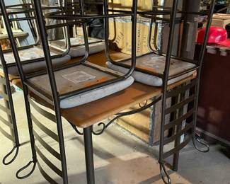 Square Wood/Iron Table with 4 Chairs