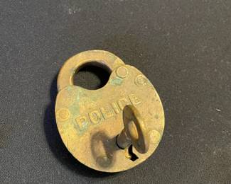 Antique Brass Police Pad Lock Memorabilia