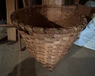 Vintage Wooden, Woven Round Cotton Picking Basket