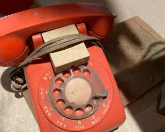 Vintage Orange Rotary Dial Phone