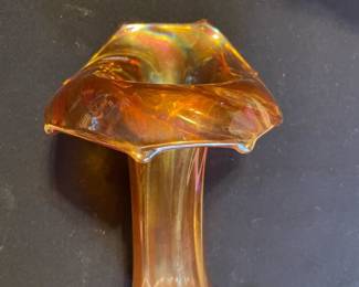 Vintage Marigold Iridescent Carnival Glass Vase