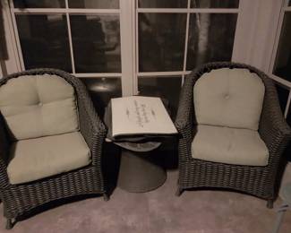 Wicker chairs and table