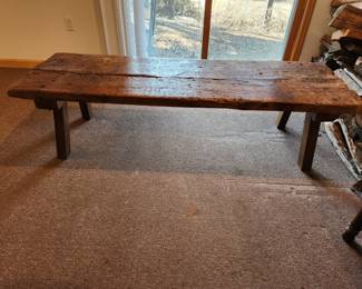 Inv no 307 hand hewn coffee table or bench 71x24x19