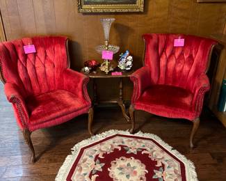 Pair of red vintage chairs, crystal ephern, art