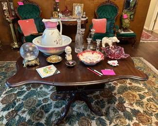 Antique drop leaf table, smalls